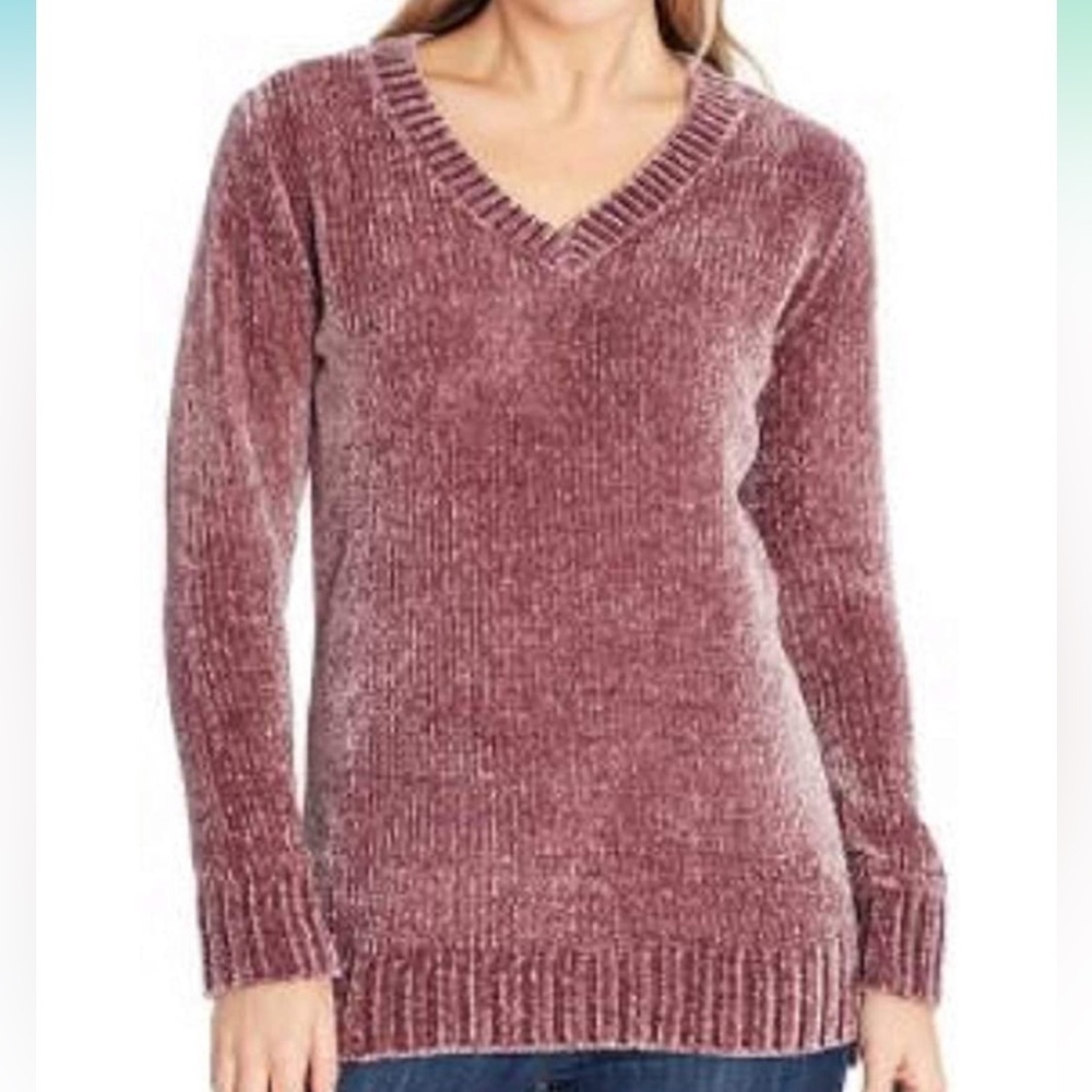 Orvis Chenille Long Chunky Knit Sweater Rose Pink